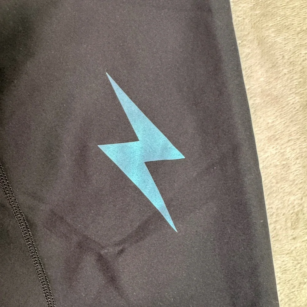 Ultracor Black Blue Iridescent Lightning Bolt High Rise Compression Leggings XS